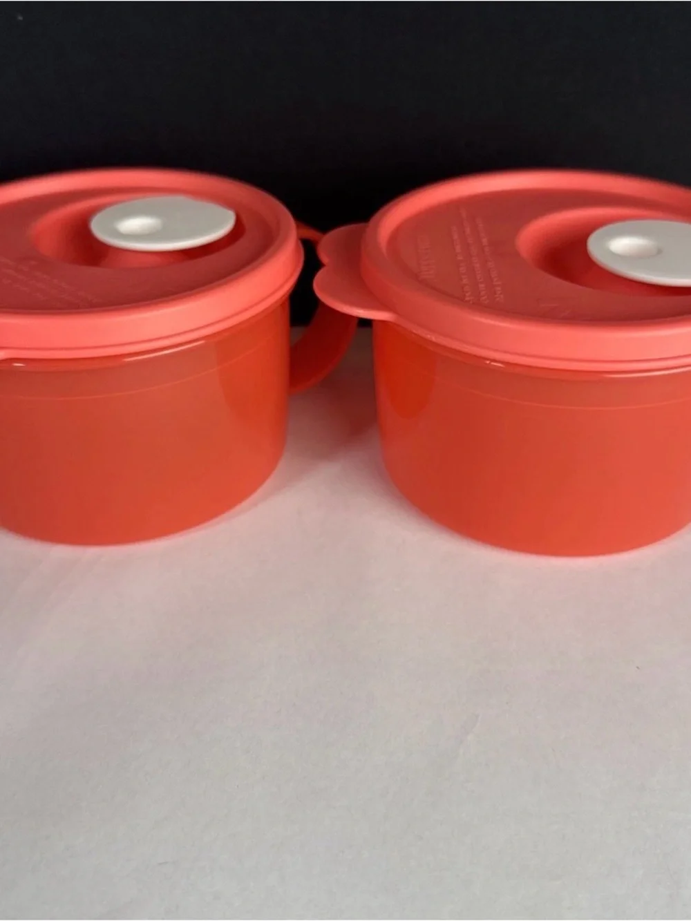 Tupperware Crystalwave Plus Soup Mug microwavable 2 cup / 500ml Set coral orange - Picture 1 of 3